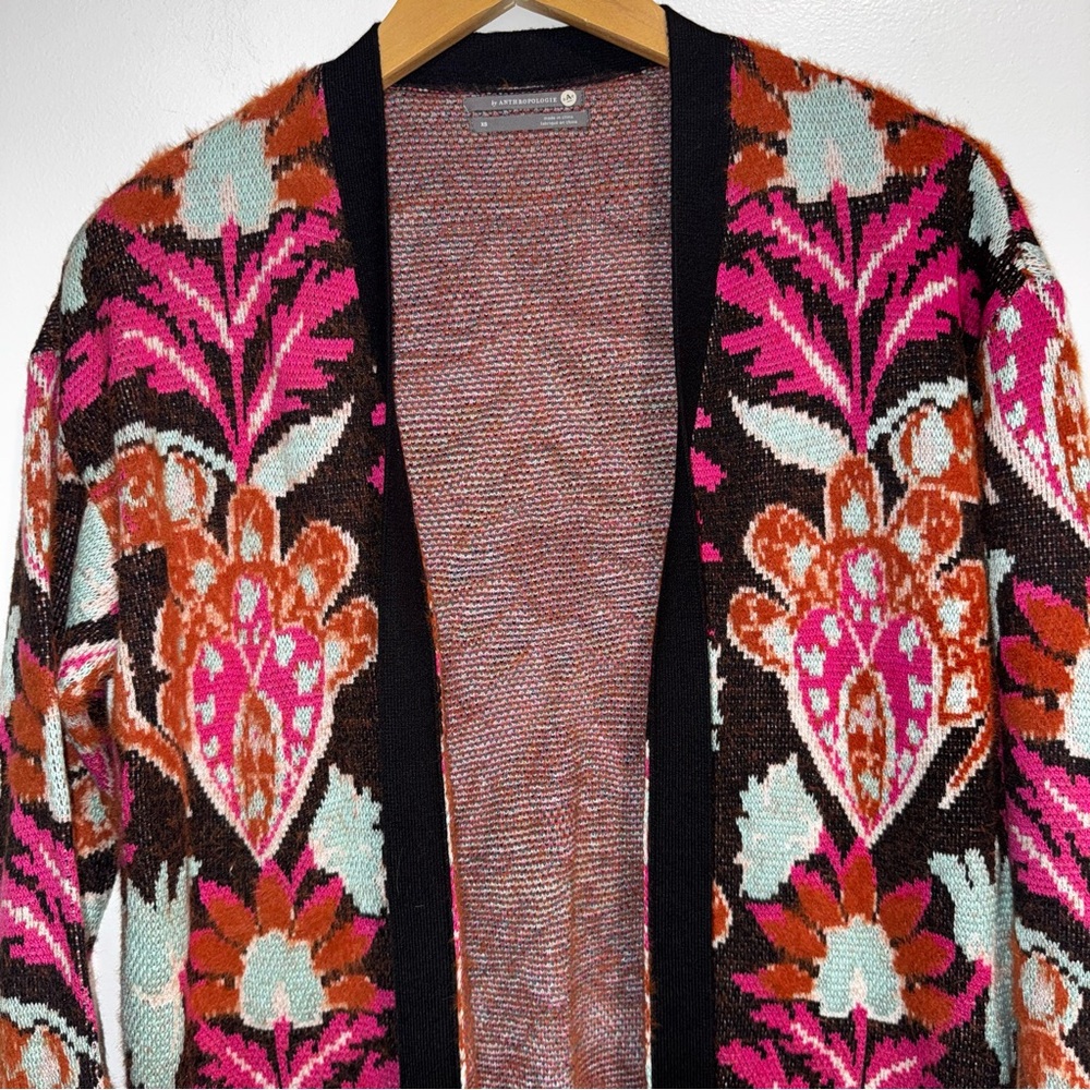 Like new Anthropologie Patterned Duster cardigan sweater size XS - Picture 4 of 14